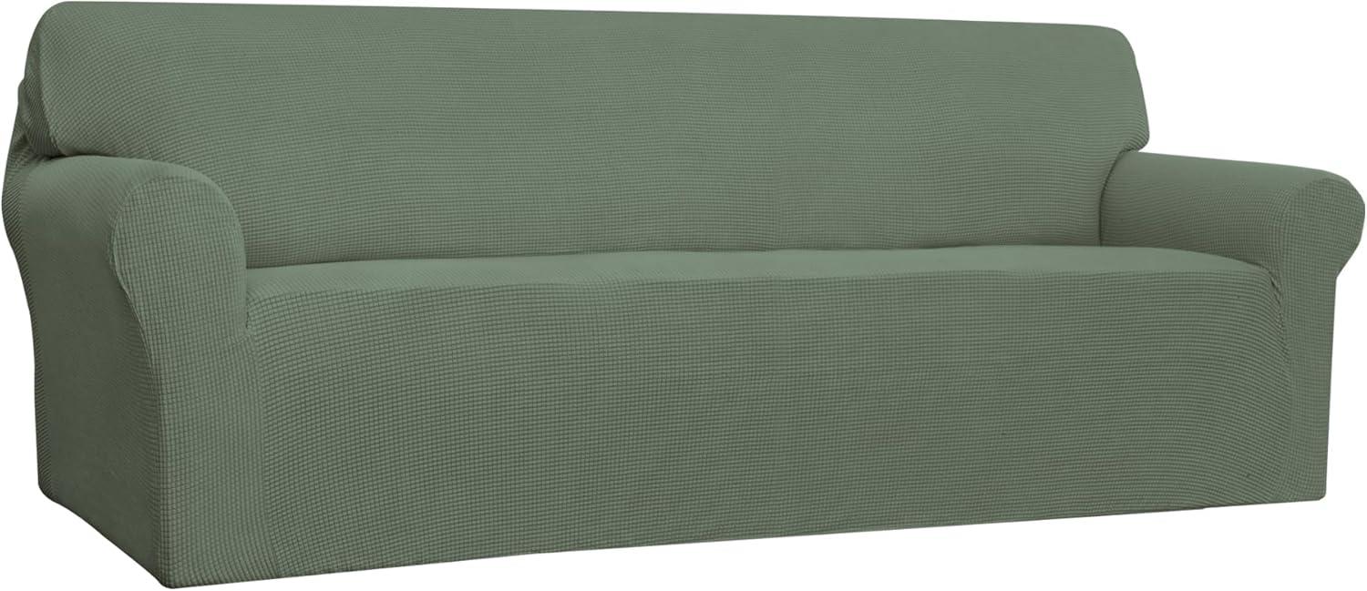 image:imageEasyGoing Stretch Sofa Slipcover 1Piece Sofa Cover Furniture Protector Couch Soft with Elastic Bottom for Kids Polyester Spandex Jacquard Fabric Small Checks Sofa Dark GrayGreyish Green