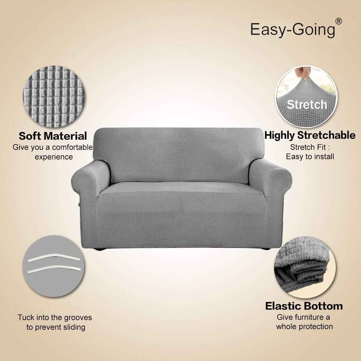 image:imageEasyGoing Stretch Sofa Slipcover 1Piece Sofa Cover Furniture Protector Couch Soft with Elastic Bottom for Kids Polyester Spandex Jacquard Fabric Small Checks Sofa Dark GrayLight Gray