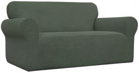 image:imageEasyGoing Stretch Sofa Slipcover 1Piece Sofa Cover Furniture Protector Couch Soft with Elastic Bottom for Kids Polyester Spandex Jacquard Fabric Small Checks Sofa Dark GrayOlive Green
