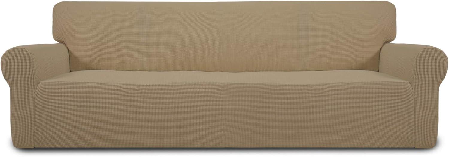 image:imageEasyGoing Stretch Sofa Slipcover 1Piece Sofa Cover Furniture Protector Couch Soft with Elastic Bottom for Kids Polyester Spandex Jacquard Fabric Small Checks Sofa Dark GrayTan