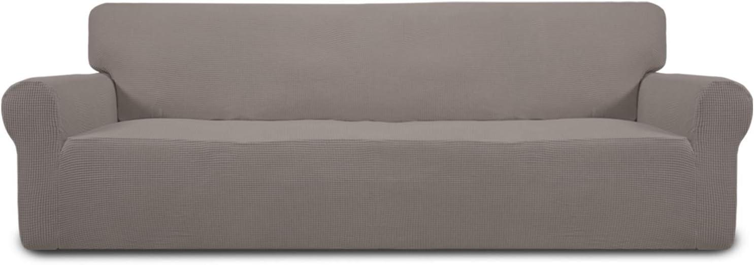image:imageEasyGoing Stretch Sofa Slipcover 1Piece Sofa Cover Furniture Protector Couch Soft with Elastic Bottom for Kids Polyester Spandex Jacquard Fabric Small Checks Sofa Dark GrayTaupe