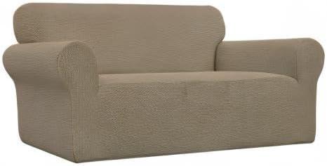 image:imageEasyGoing Stretch Sofa Slipcover 1Piece Sofa Cover Furniture Protector Couch Soft with Elastic Bottom for Kids Polyester Spandex Jacquard Fabric Small Checks Sofa Dark GrayTan