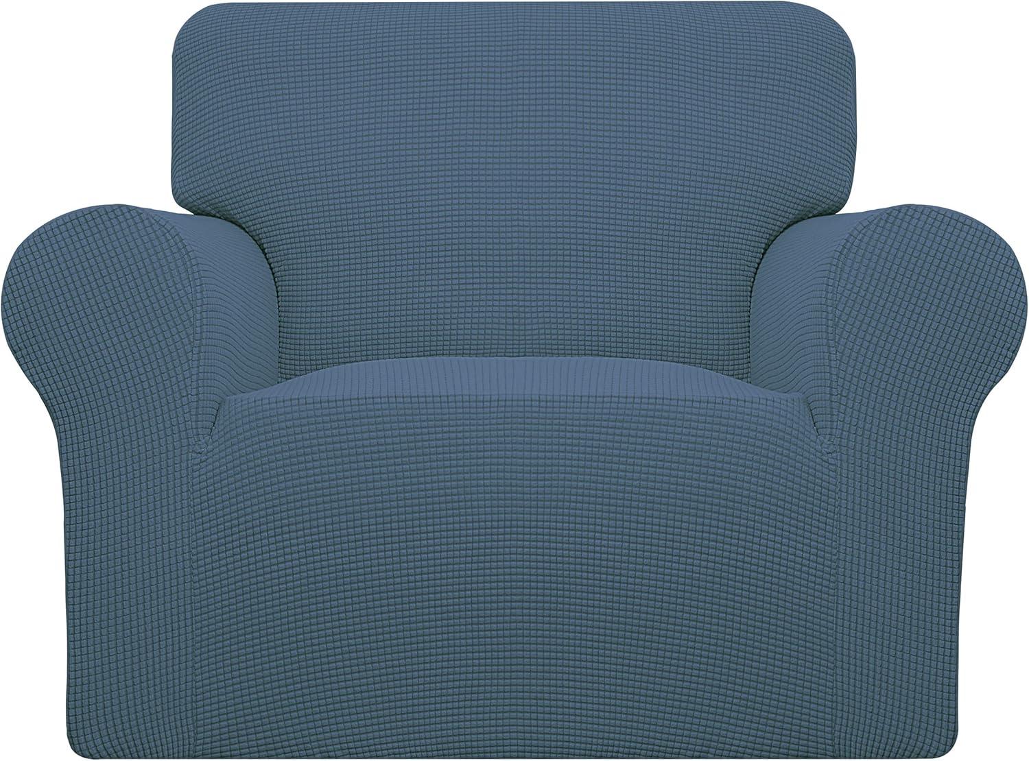 image:imageEasyGoing Stretch Sofa Slipcover 1Piece Sofa Cover Furniture Protector Couch Soft with Elastic Bottom for Kids Polyester Spandex Jacquard Fabric Small Checks Sofa Dark GrayBluestone