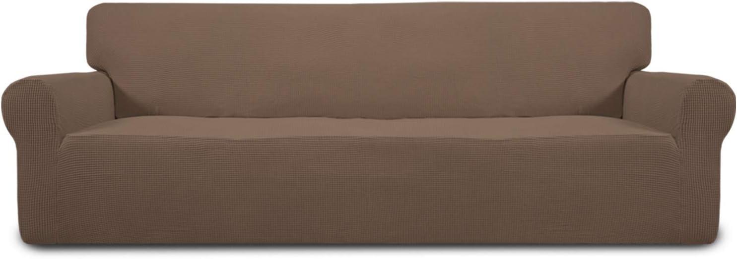 image:imageEasyGoing Stretch Sofa Slipcover 1Piece Sofa Cover Furniture Protector Couch Soft with Elastic Bottom for Kids Polyester Spandex Jacquard Fabric Small Checks Sofa Dark GrayBrown