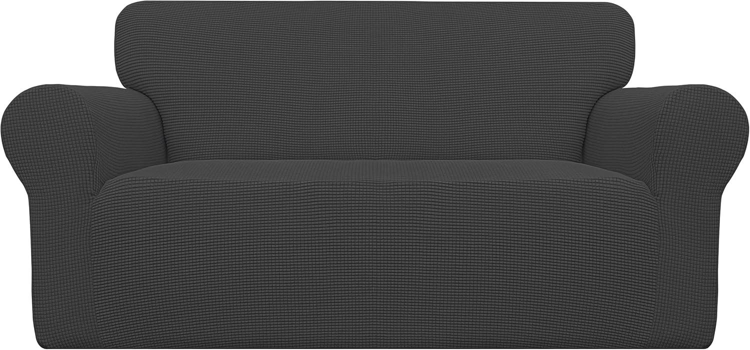 image:imageEasyGoing Stretch Sofa Slipcover 1Piece Sofa Cover Furniture Protector Couch Soft with Elastic Bottom for Kids Polyester Spandex Jacquard Fabric Small Checks Sofa Dark GrayDark Gray