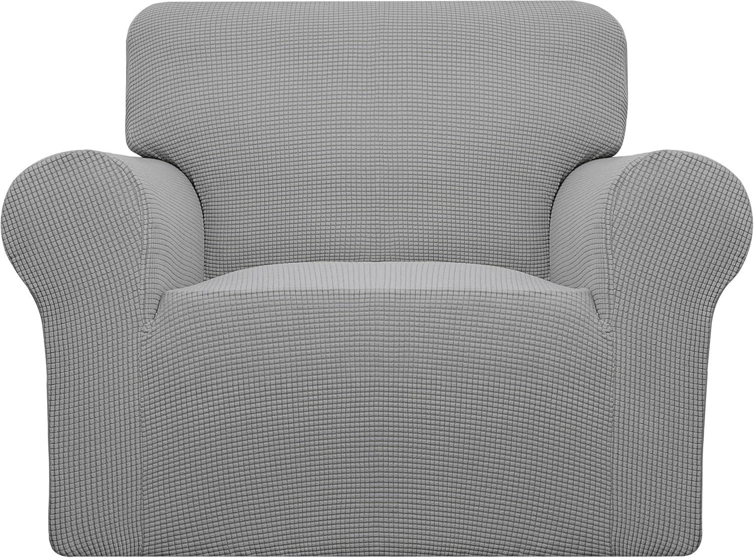 image:imageEasyGoing Stretch Sofa Slipcover 1Piece Sofa Cover Furniture Protector Couch Soft with Elastic Bottom for Kids Polyester Spandex Jacquard Fabric Small Checks Sofa Dark GrayLight Gray