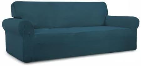 image:imageEasyGoing Stretch Sofa Slipcover 1Piece Sofa Cover Furniture Protector Couch Soft with Elastic Bottom for Kids Polyester Spandex Jacquard Fabric Small Checks Sofa Dark GrayDeep Teal