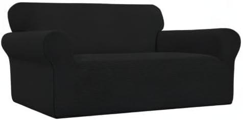image:imageEasyGoing Stretch Sofa Slipcover 1Piece Sofa Cover Furniture Protector Couch Soft with Elastic Bottom for Kids Polyester Spandex Jacquard Fabric Small Checks Sofa Dark GrayBlack