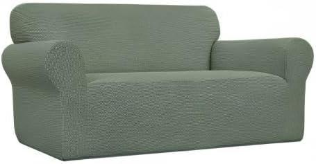 image:imageEasyGoing Stretch Sofa Slipcover 1Piece Sofa Cover Furniture Protector Couch Soft with Elastic Bottom for Kids Polyester Spandex Jacquard Fabric Small Checks Sofa Dark GrayGreyish Green
