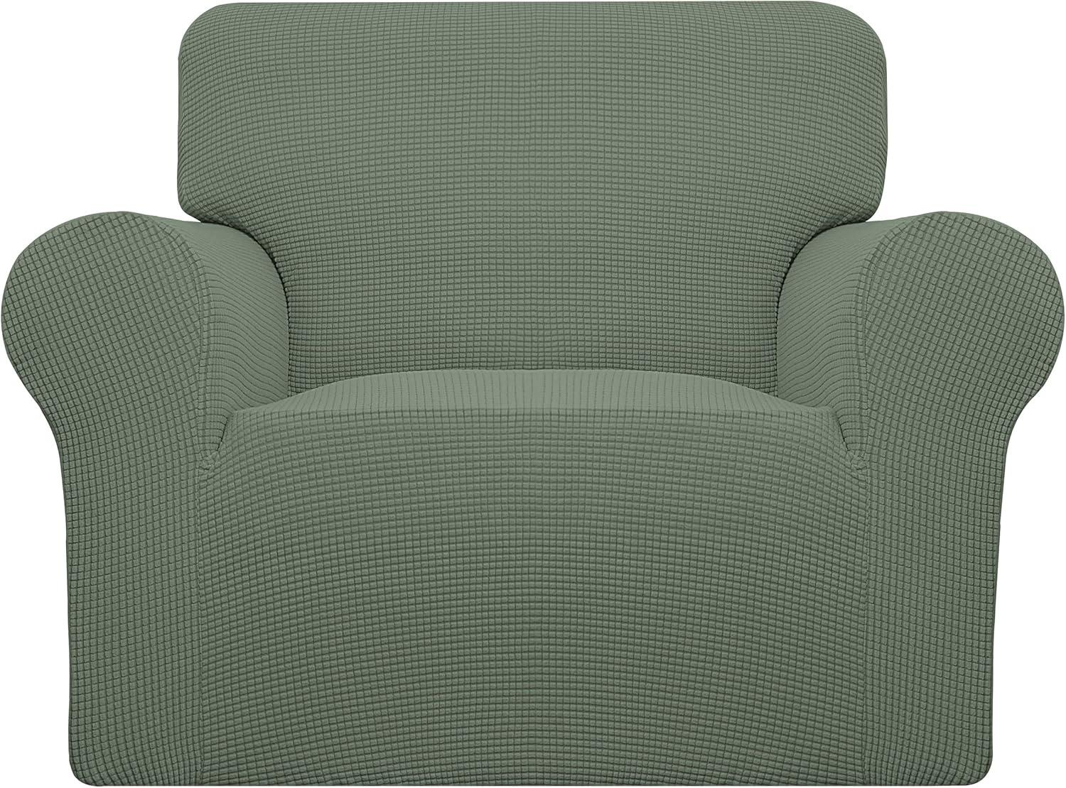 image:imageEasyGoing Stretch Sofa Slipcover 1Piece Sofa Cover Furniture Protector Couch Soft with Elastic Bottom for Kids Polyester Spandex Jacquard Fabric Small Checks Sofa Dark GrayGreyish Green