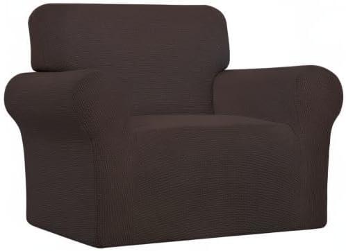 image:imageEasyGoing Stretch Sofa Slipcover 1Piece Sofa Cover Furniture Protector Couch Soft with Elastic Bottom for Kids Polyester Spandex Jacquard Fabric Small Checks Sofa Dark GrayChocolate