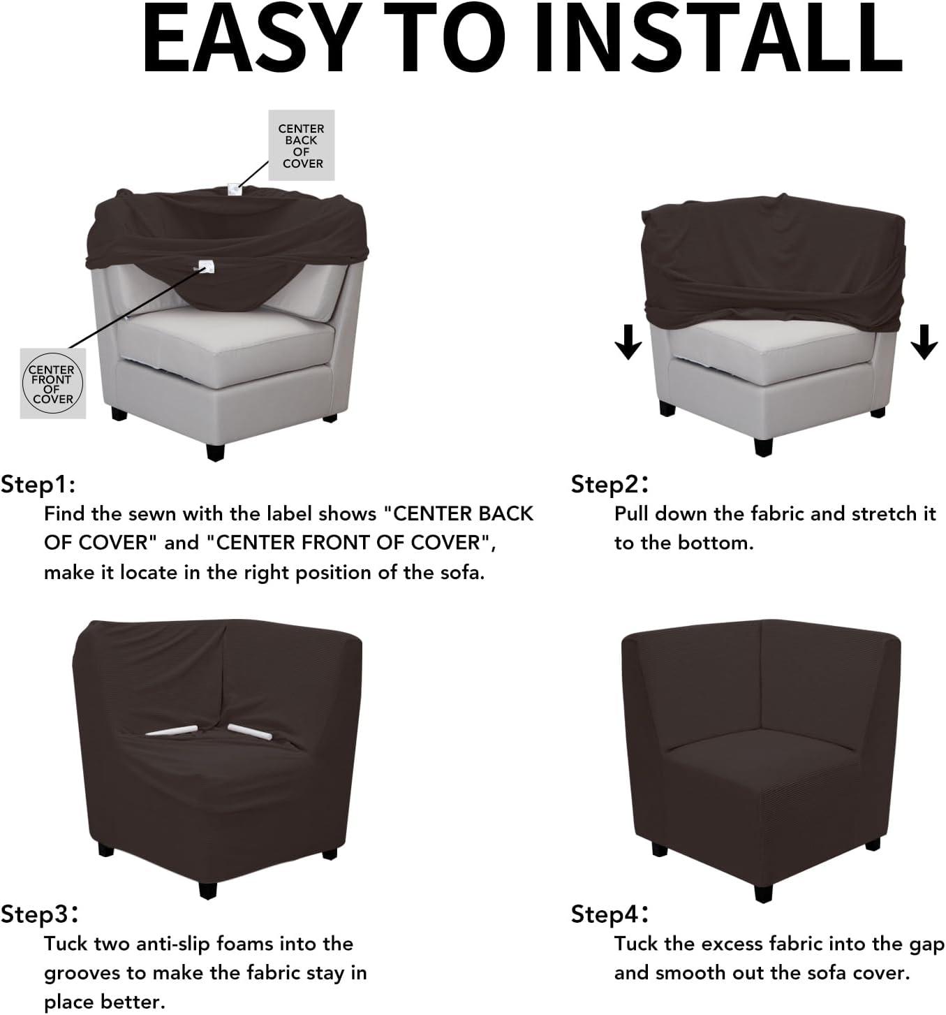image:imageEasyGoing Stretch Sofa Slipcover 1Piece Sofa Cover Furniture Protector Couch Soft with Elastic Bottom for Kids Polyester Spandex Jacquard Fabric Small Checks Sofa Dark GrayChocolate