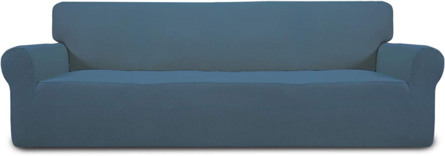 image:imageEasyGoing Stretch Sofa Slipcover 1Piece Sofa Cover Furniture Protector Couch Soft with Elastic Bottom for Kids Polyester Spandex Jacquard Fabric Small Checks Sofa Dark GrayBluestone