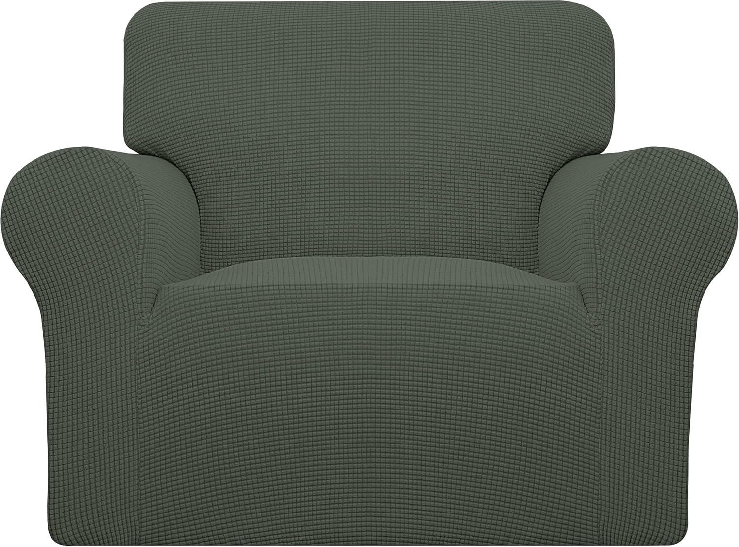 image:imageEasyGoing Stretch Sofa Slipcover 1Piece Sofa Cover Furniture Protector Couch Soft with Elastic Bottom for Kids Polyester Spandex Jacquard Fabric Small Checks Sofa Dark GrayOlive Green