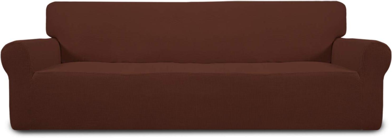 image:imageEasyGoing Stretch Sofa Slipcover 1Piece Sofa Cover Furniture Protector Couch Soft with Elastic Bottom for Kids Polyester Spandex Jacquard Fabric Small Checks Sofa Dark GrayCoffee
