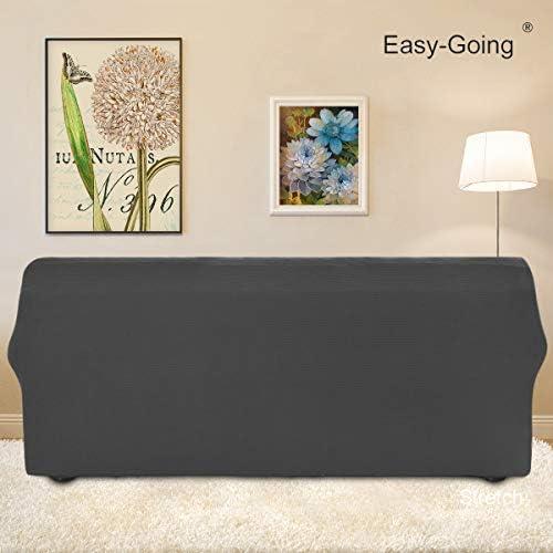 image:imageEasyGoing Stretch Sofa Slipcover 1Piece Sofa Cover Furniture Protector Couch Soft with Elastic Bottom for Kids Polyester Spandex Jacquard Fabric Small Checks Sofa Dark GrayDark Gray