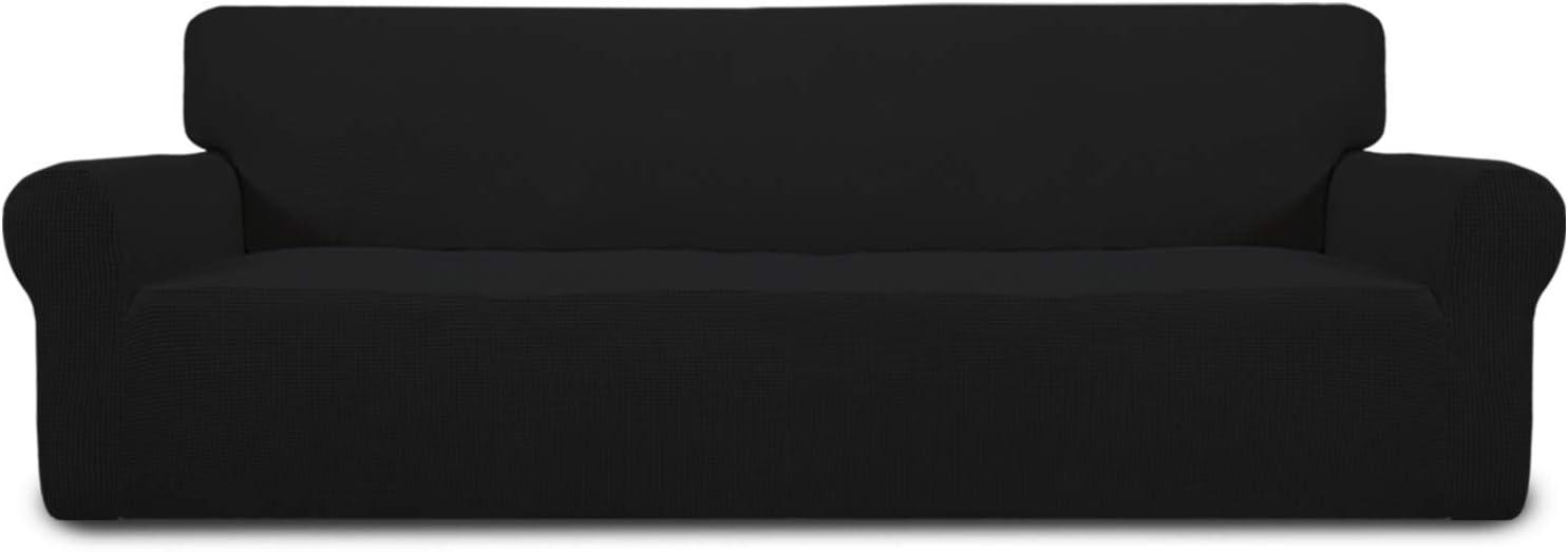 image:imageEasyGoing Stretch Sofa Slipcover 1Piece Sofa Cover Furniture Protector Couch Soft with Elastic Bottom for Kids Polyester Spandex Jacquard Fabric Small Checks Sofa Dark GrayBlack