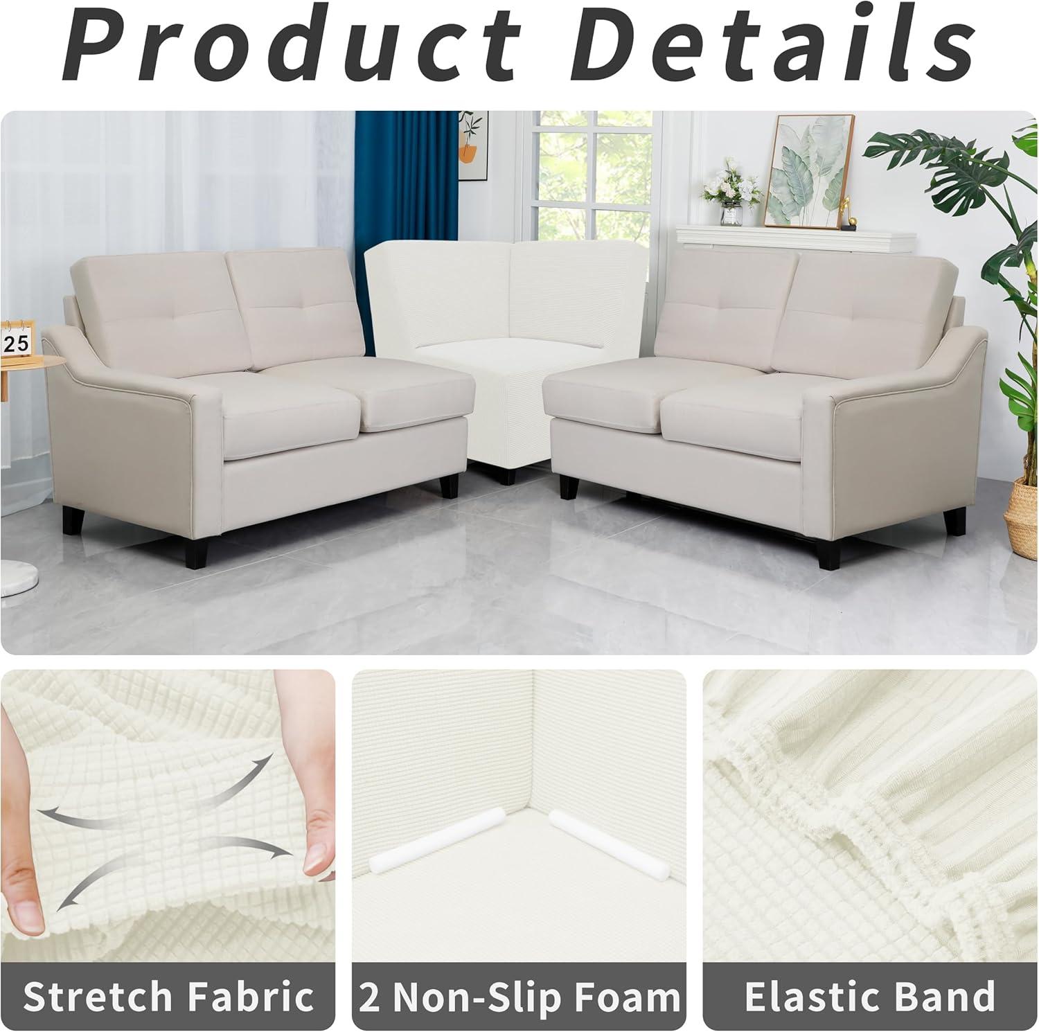 image:imageEasyGoing Stretch Sofa Slipcover 1Piece Sofa Cover Furniture Protector Couch Soft with Elastic Bottom for Kids Polyester Spandex Jacquard Fabric Small Checks Sofa Dark GrayCream