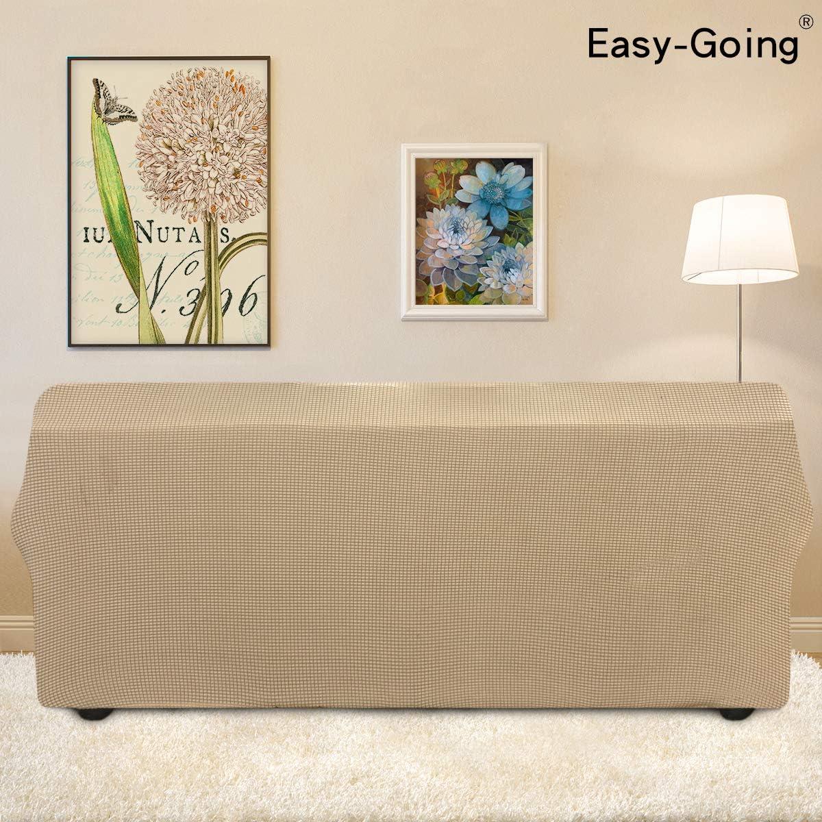 image:imageEasyGoing Stretch Sofa Slipcover 1Piece Sofa Cover Furniture Protector Couch Soft with Elastic Bottom for Kids Polyester Spandex Jacquard Fabric Small Checks Sofa Dark GraySand