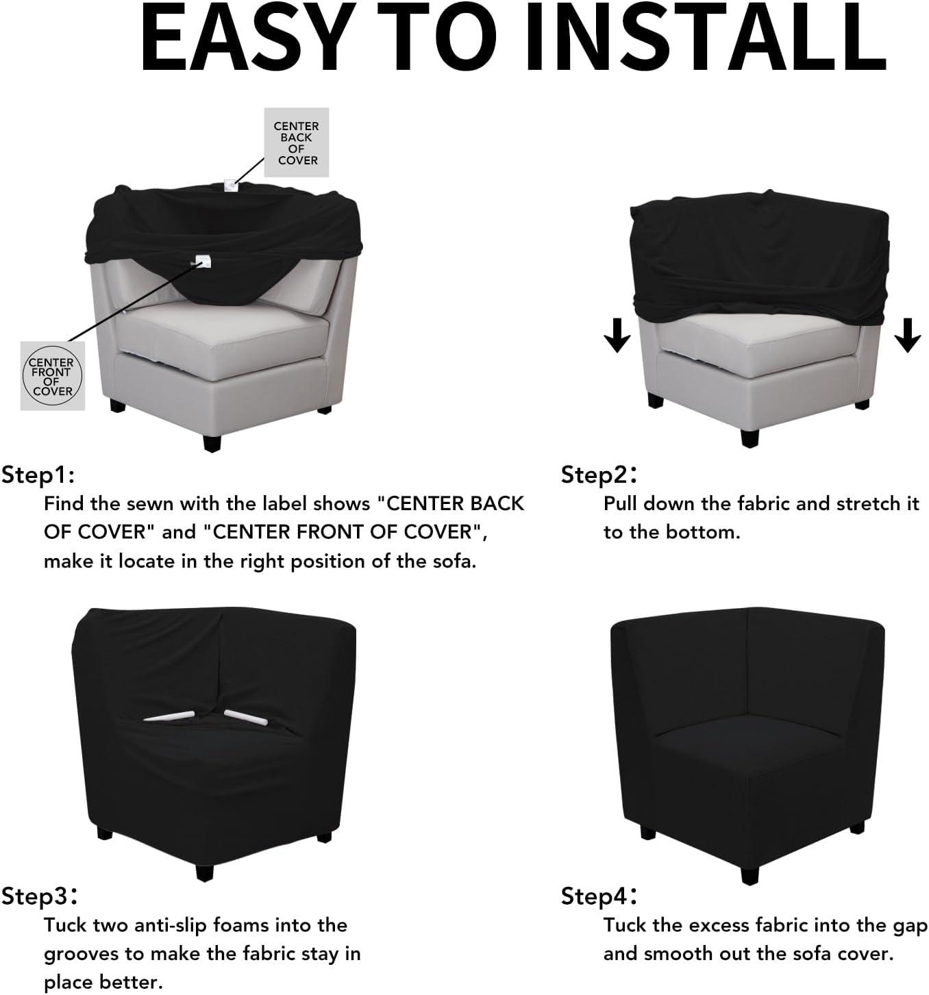 image:imageEasyGoing Stretch Sofa Slipcover 1Piece Sofa Cover Furniture Protector Couch Soft with Elastic Bottom for Kids Polyester Spandex Jacquard Fabric Small Checks Sofa Dark GrayBlack