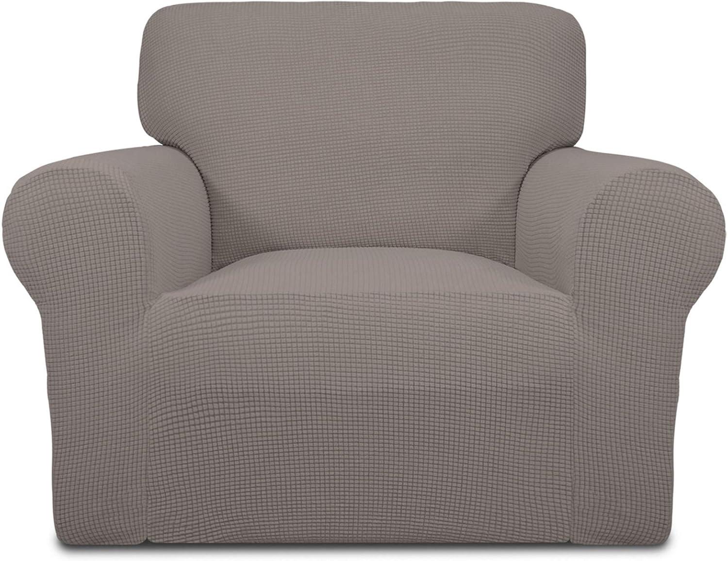 image:imageEasyGoing Stretch Sofa Slipcover 1Piece Sofa Cover Furniture Protector Couch Soft with Elastic Bottom for Kids Polyester Spandex Jacquard Fabric Small Checks Sofa Dark GrayTaupe
