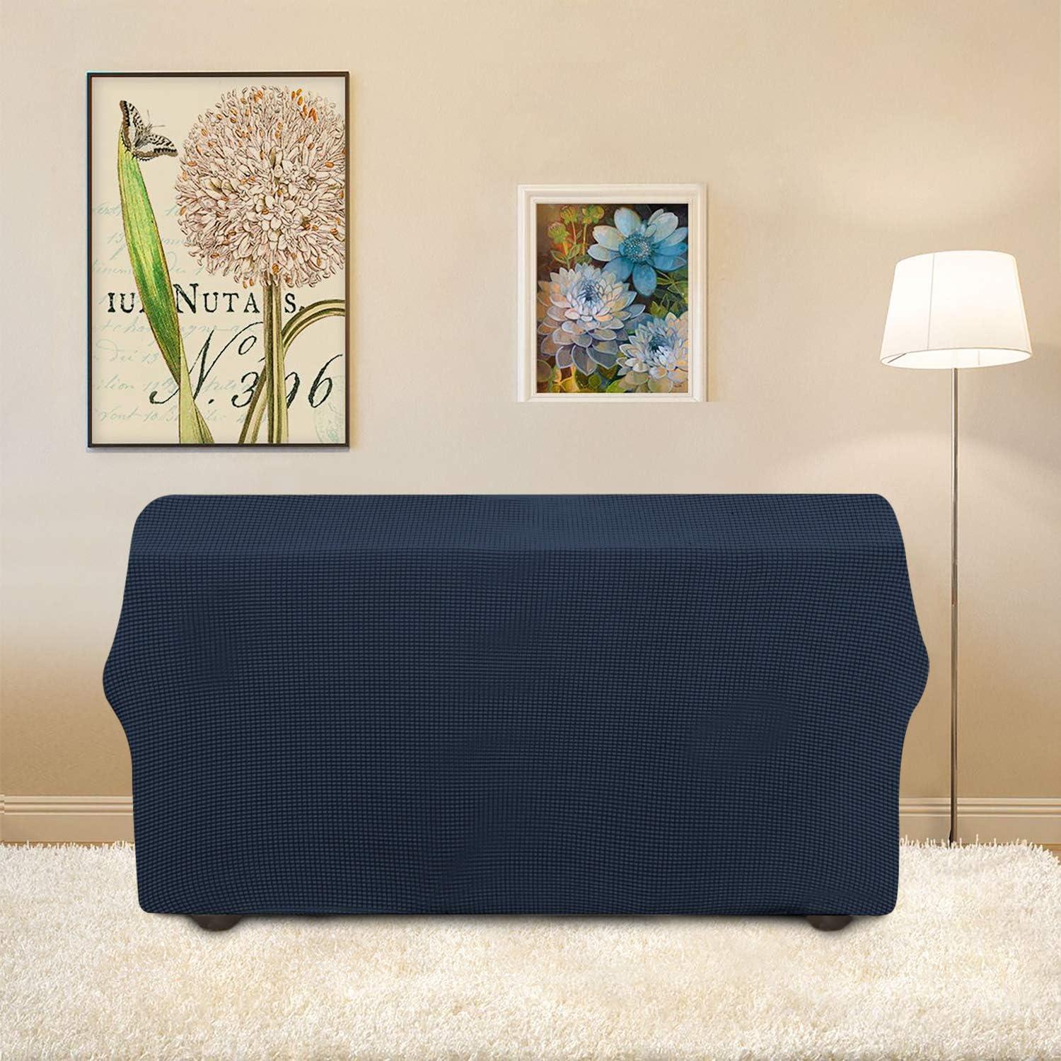 image:imageEasyGoing Stretch Sofa Slipcover 1Piece Sofa Cover Furniture Protector Couch Soft with Elastic Bottom for Kids Polyester Spandex Jacquard Fabric Small Checks Sofa Dark GrayDark Blue
