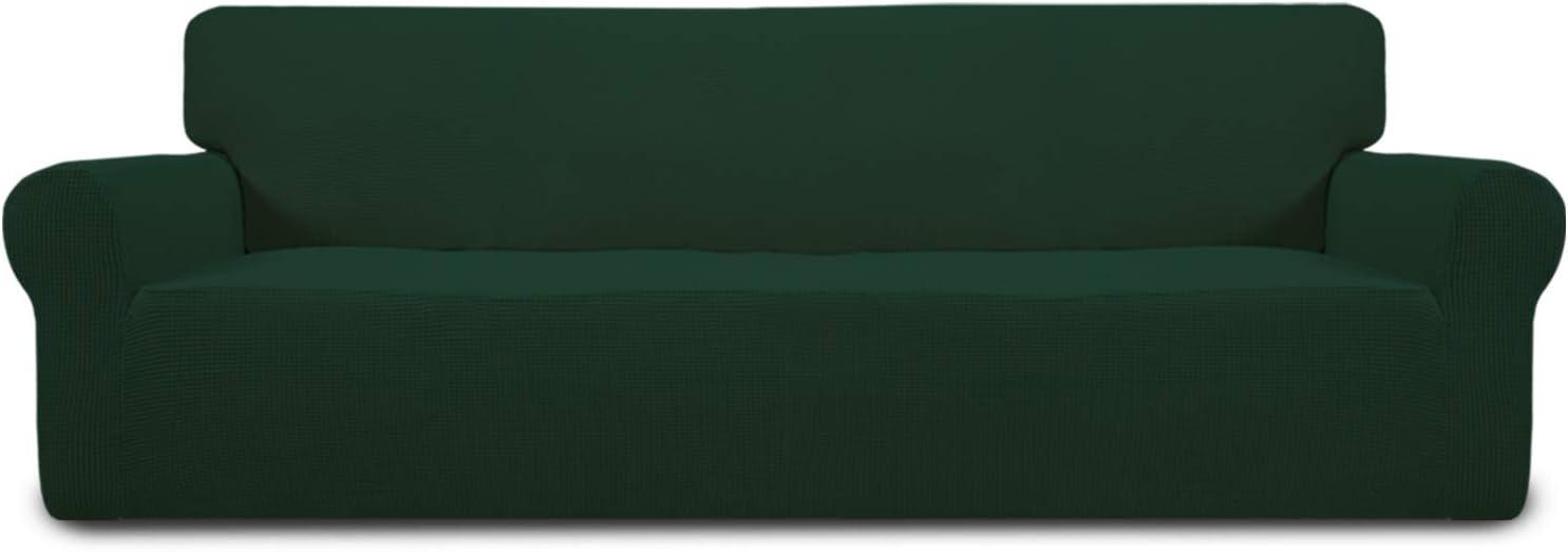 image:imageEasyGoing Stretch Sofa Slipcover 1Piece Sofa Cover Furniture Protector Couch Soft with Elastic Bottom for Kids Polyester Spandex Jacquard Fabric Small Checks Sofa Dark GrayDark Green