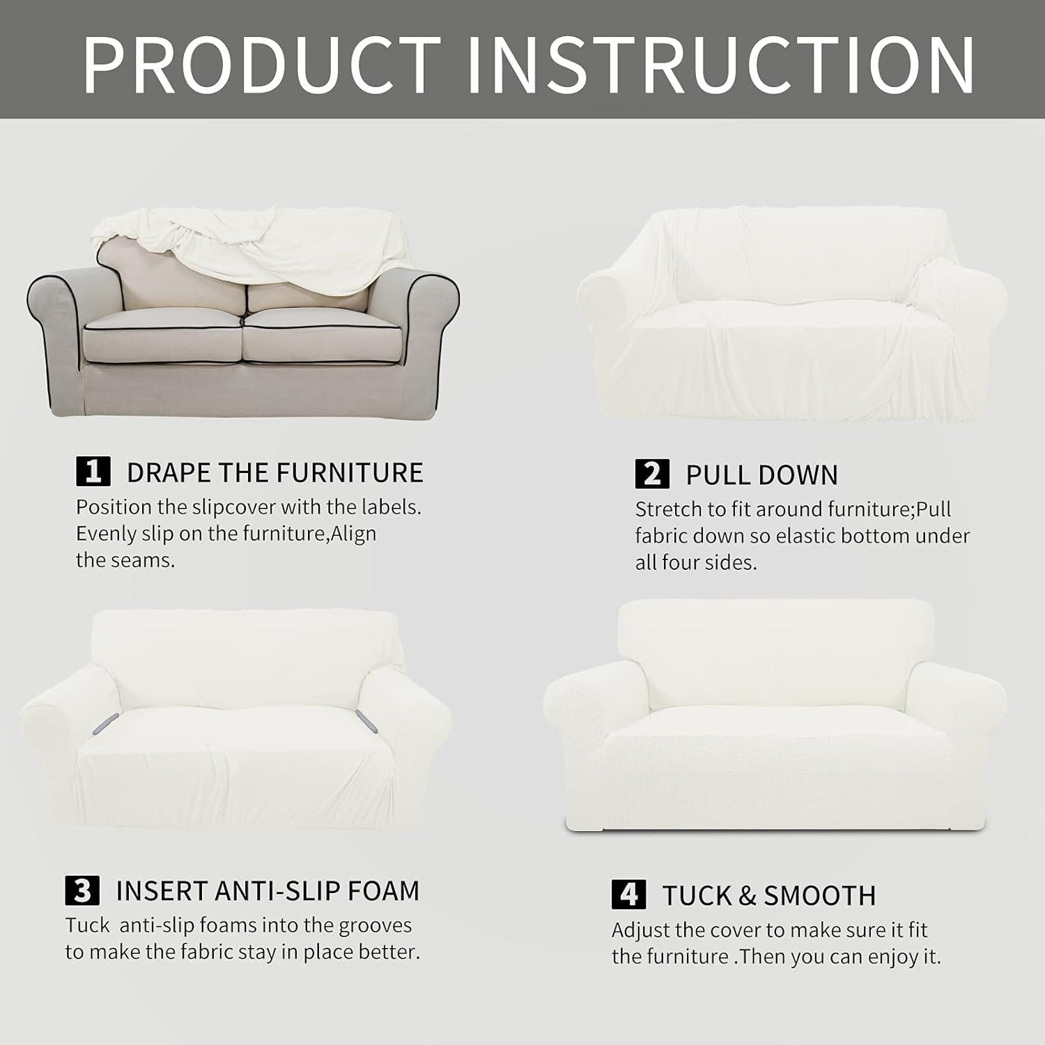 image:imageEasyGoing Stretch Sofa Slipcover 1Piece Sofa Cover Furniture Protector Couch Soft with Elastic Bottom for Kids Polyester Spandex Jacquard Fabric Small Checks Sofa Dark GrayCream