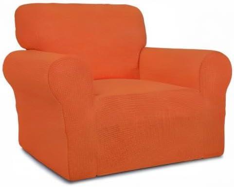 image:imageEasyGoing Stretch Sofa Slipcover 1Piece Sofa Cover Furniture Protector Couch Soft with Elastic Bottom for Kids Polyester Spandex Jacquard Fabric Small Checks Sofa Dark GrayOrange