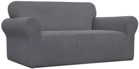 image:imageEasyGoing Stretch Sofa Slipcover 1Piece Sofa Cover Furniture Protector Couch Soft with Elastic Bottom for Kids Polyester Spandex Jacquard Fabric Small Checks Sofa Dark GrayGrey