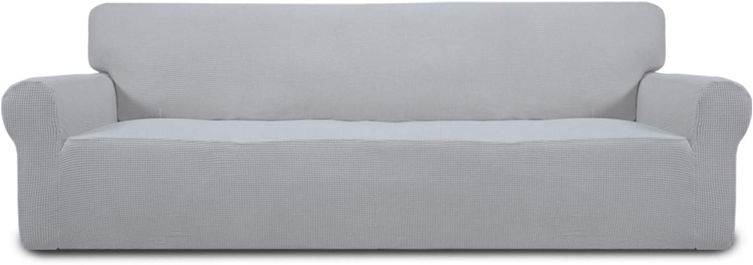 image:imageEasyGoing Stretch Sofa Slipcover 1Piece Sofa Cover Furniture Protector Couch Soft with Elastic Bottom for Kids Polyester Spandex Jacquard Fabric Small Checks Sofa Dark GraySilver Gray