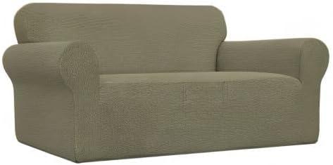 image:imageEasyGoing Stretch Sofa Slipcover 1Piece Sofa Cover Furniture Protector Couch Soft with Elastic Bottom for Kids Polyester Spandex Jacquard Fabric Small Checks Sofa Dark GrayKhaki