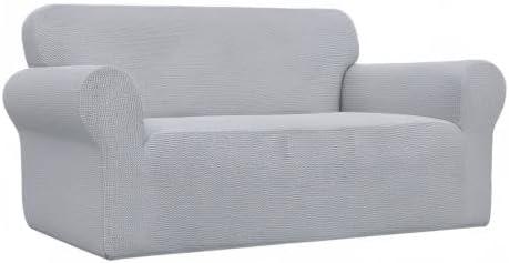 image:imageEasyGoing Stretch Sofa Slipcover 1Piece Sofa Cover Furniture Protector Couch Soft with Elastic Bottom for Kids Polyester Spandex Jacquard Fabric Small Checks Sofa Dark GraySilver Gray