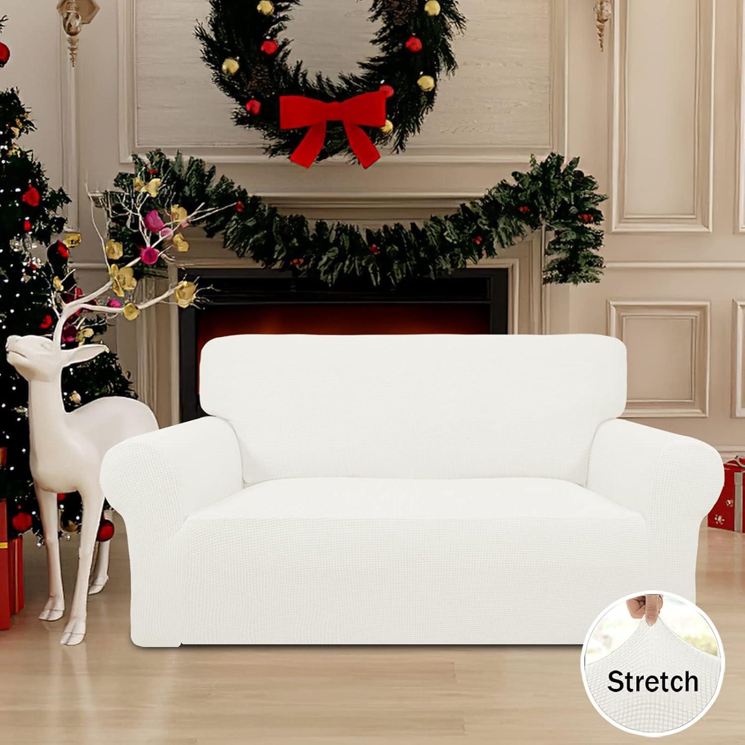 image:imageEasyGoing Stretch Sofa Slipcover 1Piece Sofa Cover Furniture Protector Couch Soft with Elastic Bottom for Kids Polyester Spandex Jacquard Fabric Small Checks Sofa Dark GrayCream