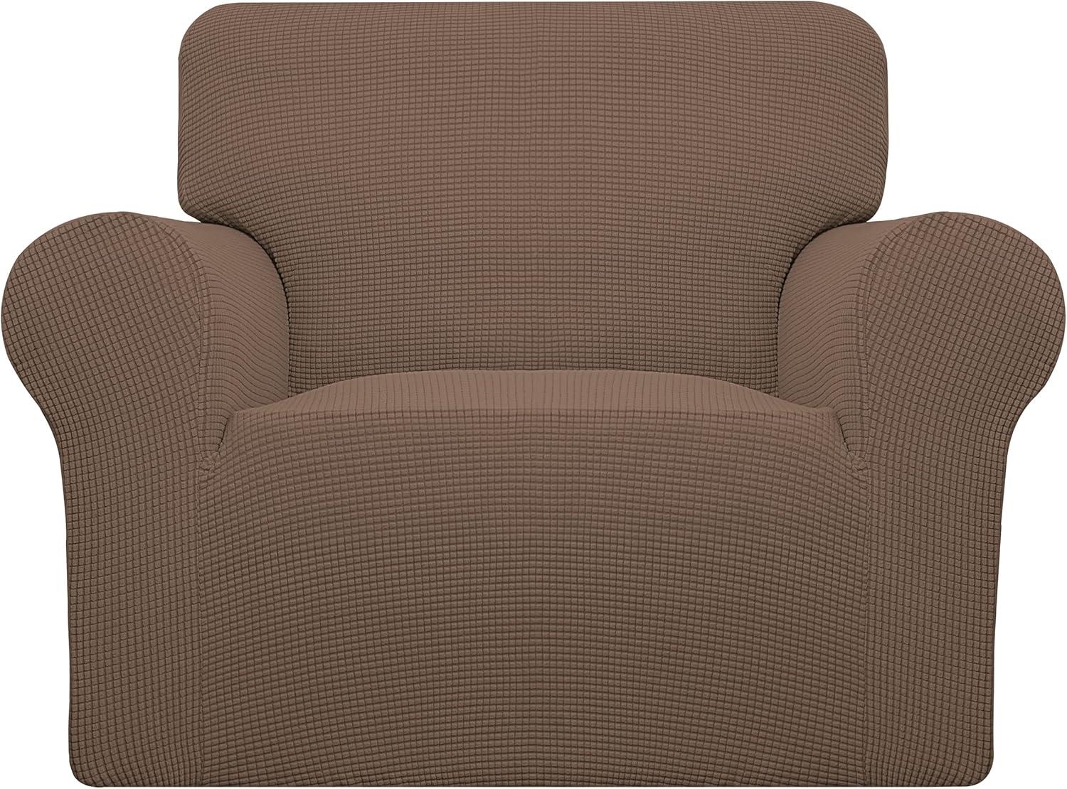 image:imageEasyGoing Stretch Sofa Slipcover 1Piece Sofa Cover Furniture Protector Couch Soft with Elastic Bottom for Kids Polyester Spandex Jacquard Fabric Small Checks Sofa Dark GrayBrown