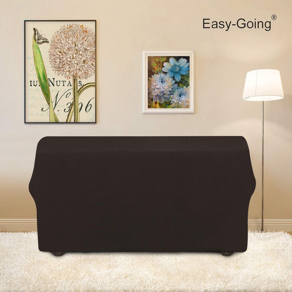 image:imageEasyGoing Stretch Sofa Slipcover 1Piece Sofa Cover Furniture Protector Couch Soft with Elastic Bottom for Kids Polyester Spandex Jacquard Fabric Small Checks Sofa Dark GrayChocolate