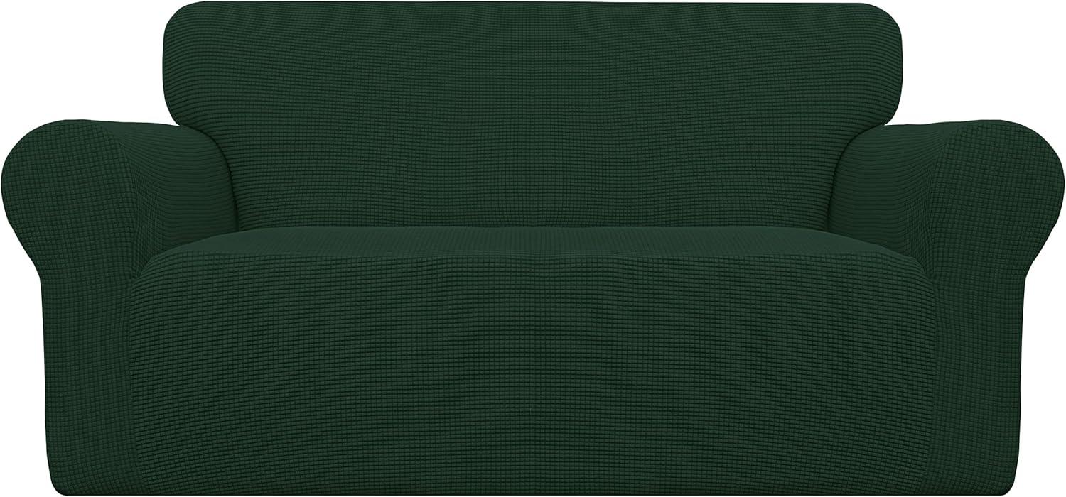 image:imageEasyGoing Stretch Sofa Slipcover 1Piece Sofa Cover Furniture Protector Couch Soft with Elastic Bottom for Kids Polyester Spandex Jacquard Fabric Small Checks Sofa Dark GrayDark Green