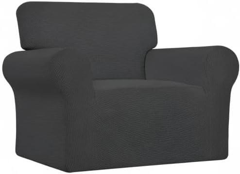 image:imageEasyGoing Stretch Sofa Slipcover 1Piece Sofa Cover Furniture Protector Couch Soft with Elastic Bottom for Kids Polyester Spandex Jacquard Fabric Small Checks Sofa Dark GrayDark Gray