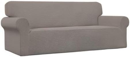 image:imageEasyGoing Stretch Sofa Slipcover 1Piece Sofa Cover Furniture Protector Couch Soft with Elastic Bottom for Kids Polyester Spandex Jacquard Fabric Small Checks Sofa Dark GrayTaupe