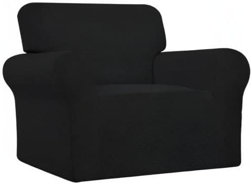 image:imageEasyGoing Stretch Sofa Slipcover 1Piece Sofa Cover Furniture Protector Couch Soft with Elastic Bottom for Kids Polyester Spandex Jacquard Fabric Small Checks Sofa Dark GrayBlack