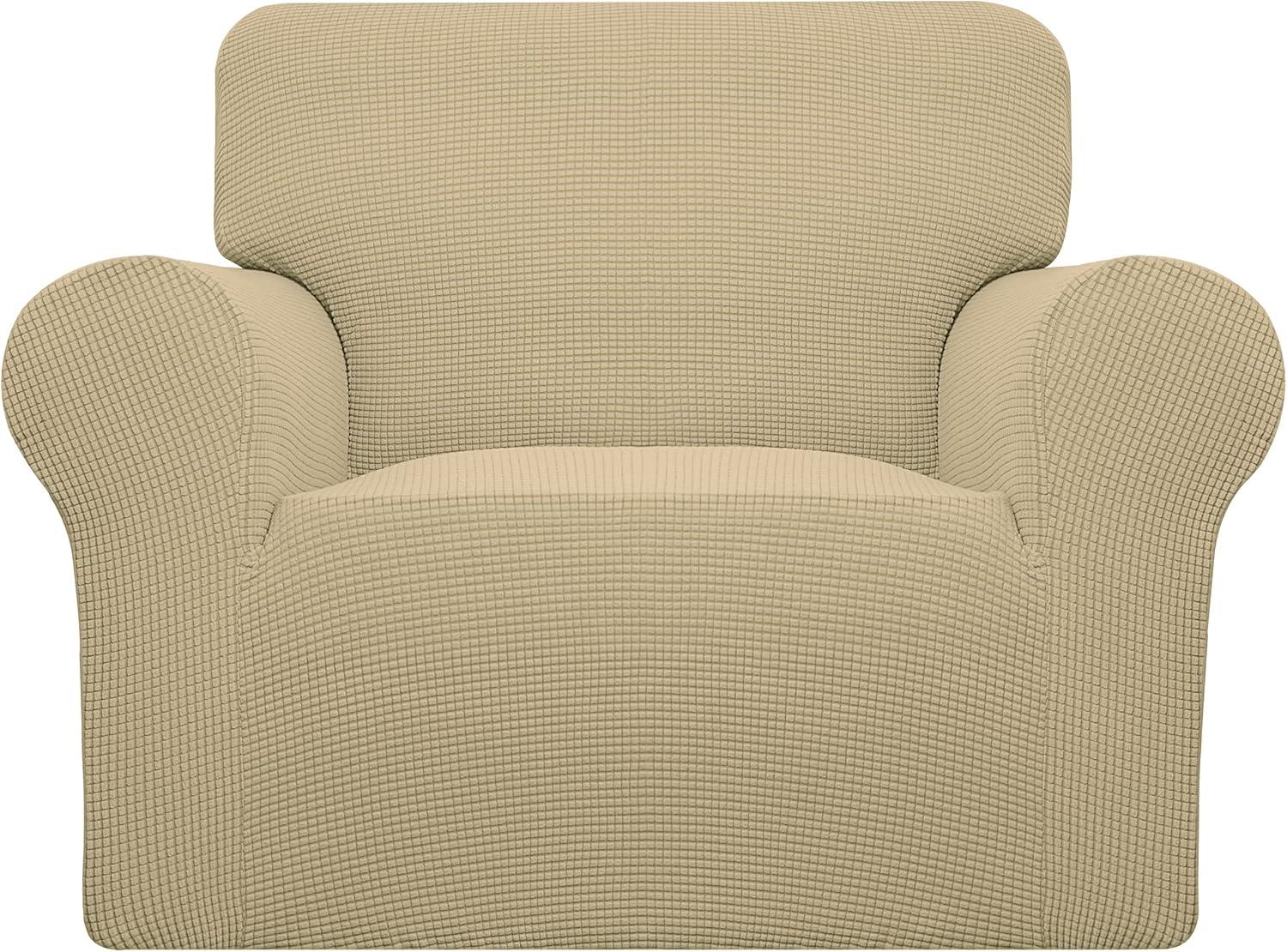 image:imageEasyGoing Stretch Sofa Slipcover 1Piece Sofa Cover Furniture Protector Couch Soft with Elastic Bottom for Kids Polyester Spandex Jacquard Fabric Small Checks Sofa Dark GrayBeige
