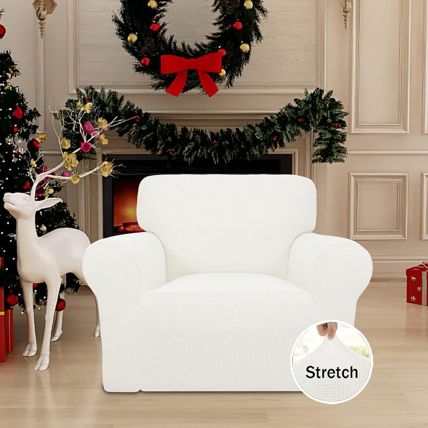 image:imageEasyGoing Stretch Sofa Slipcover 1Piece Sofa Cover Furniture Protector Couch Soft with Elastic Bottom for Kids Polyester Spandex Jacquard Fabric Small Checks Sofa Dark GrayCream