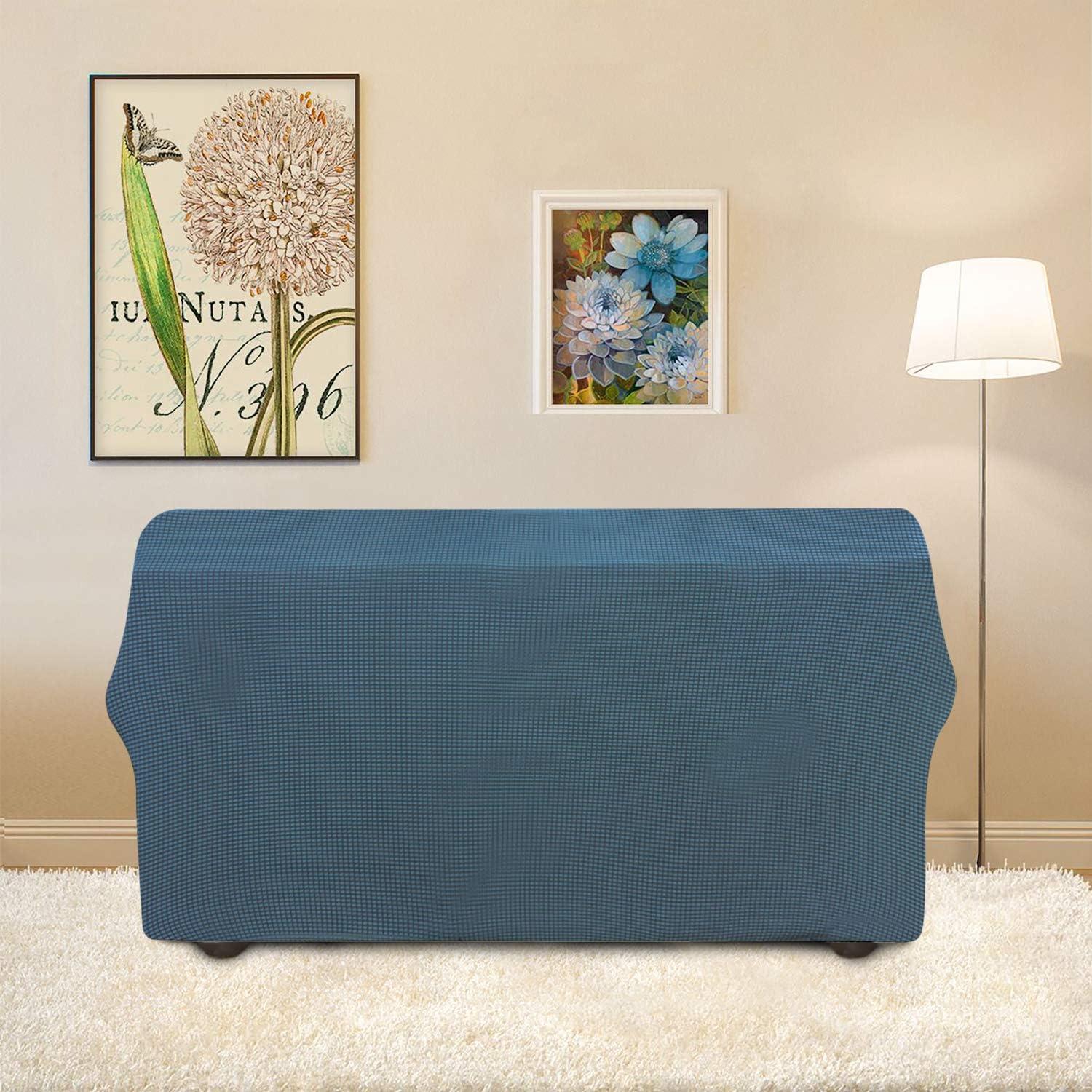 image:imageEasyGoing Stretch Sofa Slipcover 1Piece Sofa Cover Furniture Protector Couch Soft with Elastic Bottom for Kids Polyester Spandex Jacquard Fabric Small Checks Sofa Dark GrayBluestone