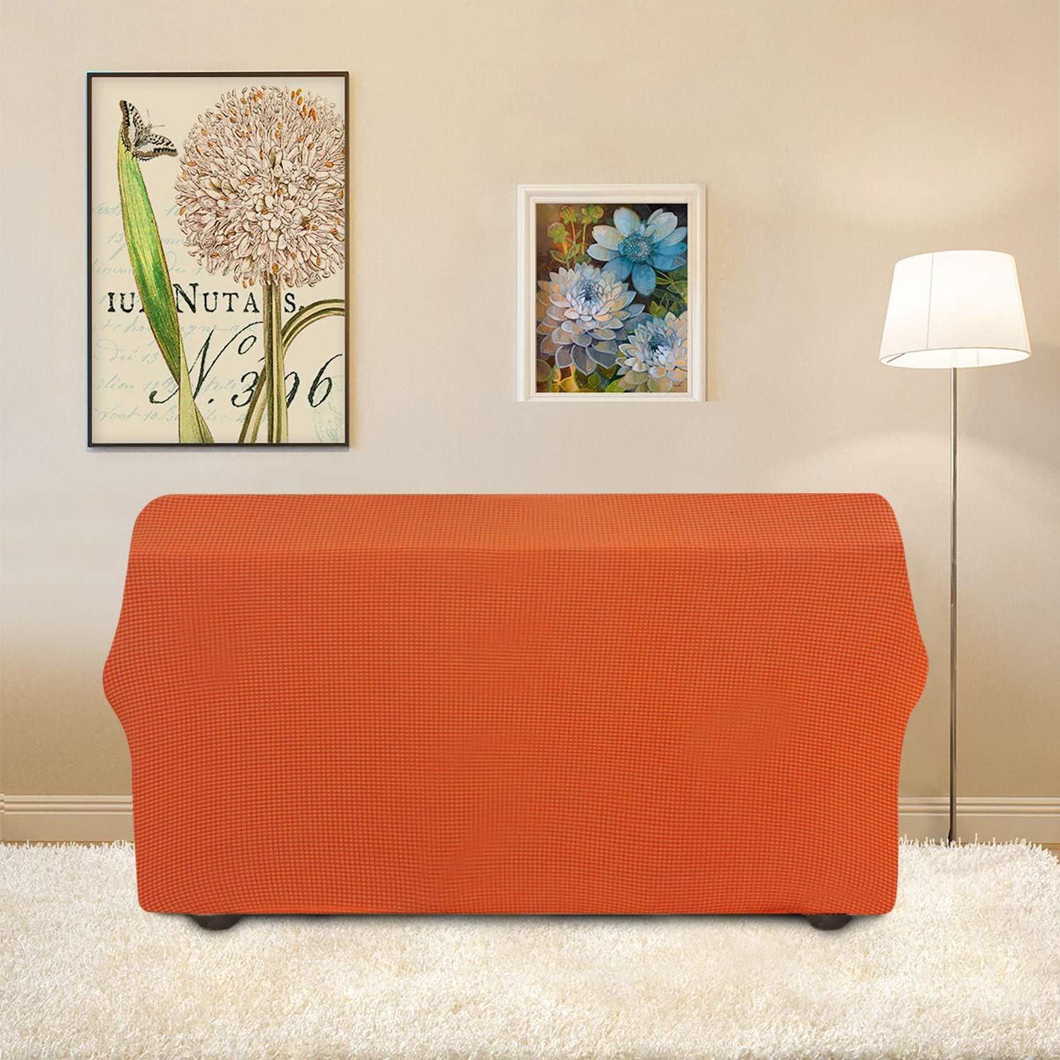 image:imageEasyGoing Stretch Sofa Slipcover 1Piece Sofa Cover Furniture Protector Couch Soft with Elastic Bottom for Kids Polyester Spandex Jacquard Fabric Small Checks Sofa Dark GrayOrange