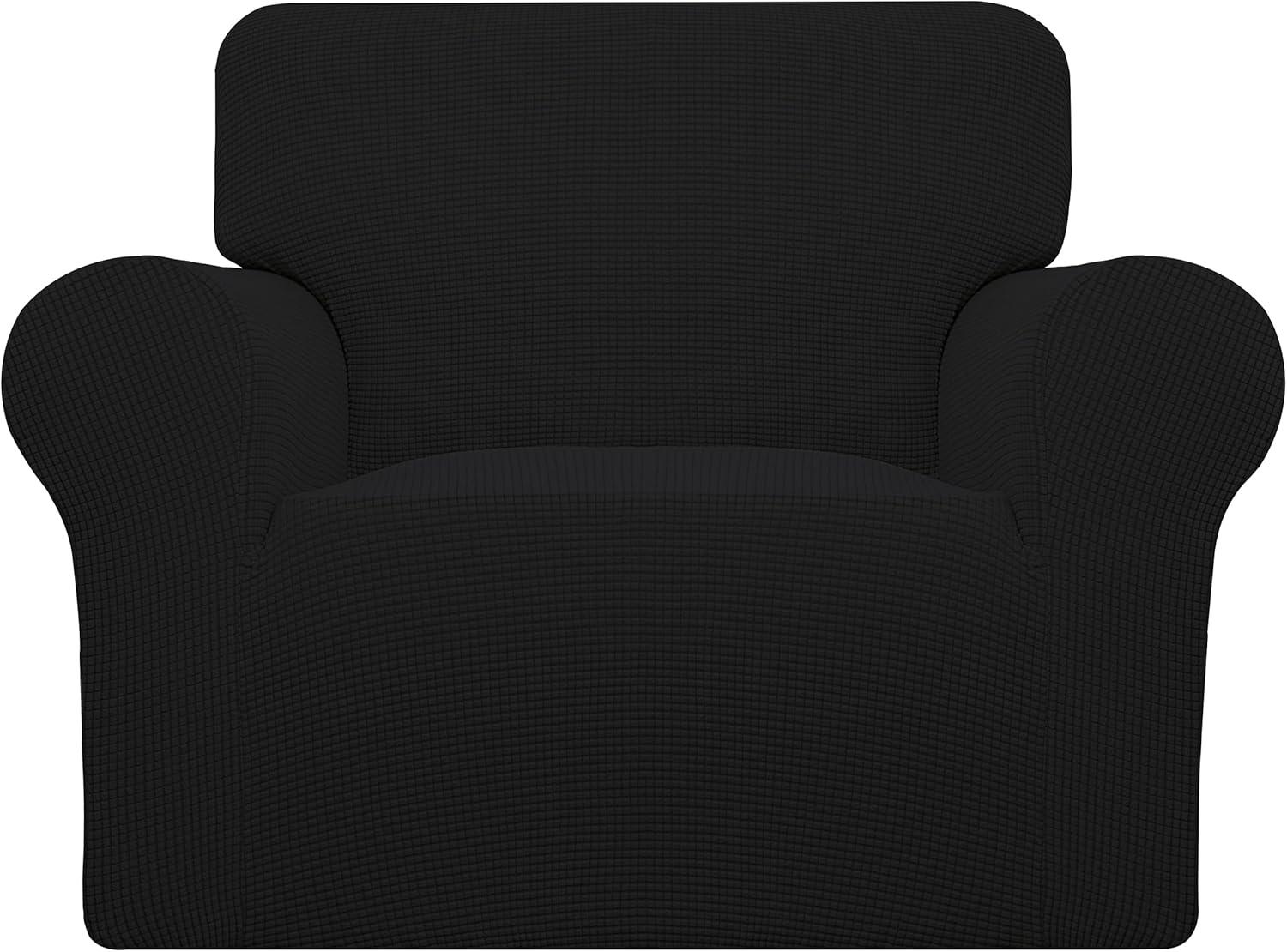 image:imageEasyGoing Stretch Sofa Slipcover 1Piece Sofa Cover Furniture Protector Couch Soft with Elastic Bottom for Kids Polyester Spandex Jacquard Fabric Small Checks Sofa Dark GrayBlack