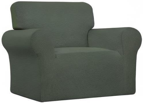 image:imageEasyGoing Stretch Sofa Slipcover 1Piece Sofa Cover Furniture Protector Couch Soft with Elastic Bottom for Kids Polyester Spandex Jacquard Fabric Small Checks Sofa Dark GrayOlive Green
