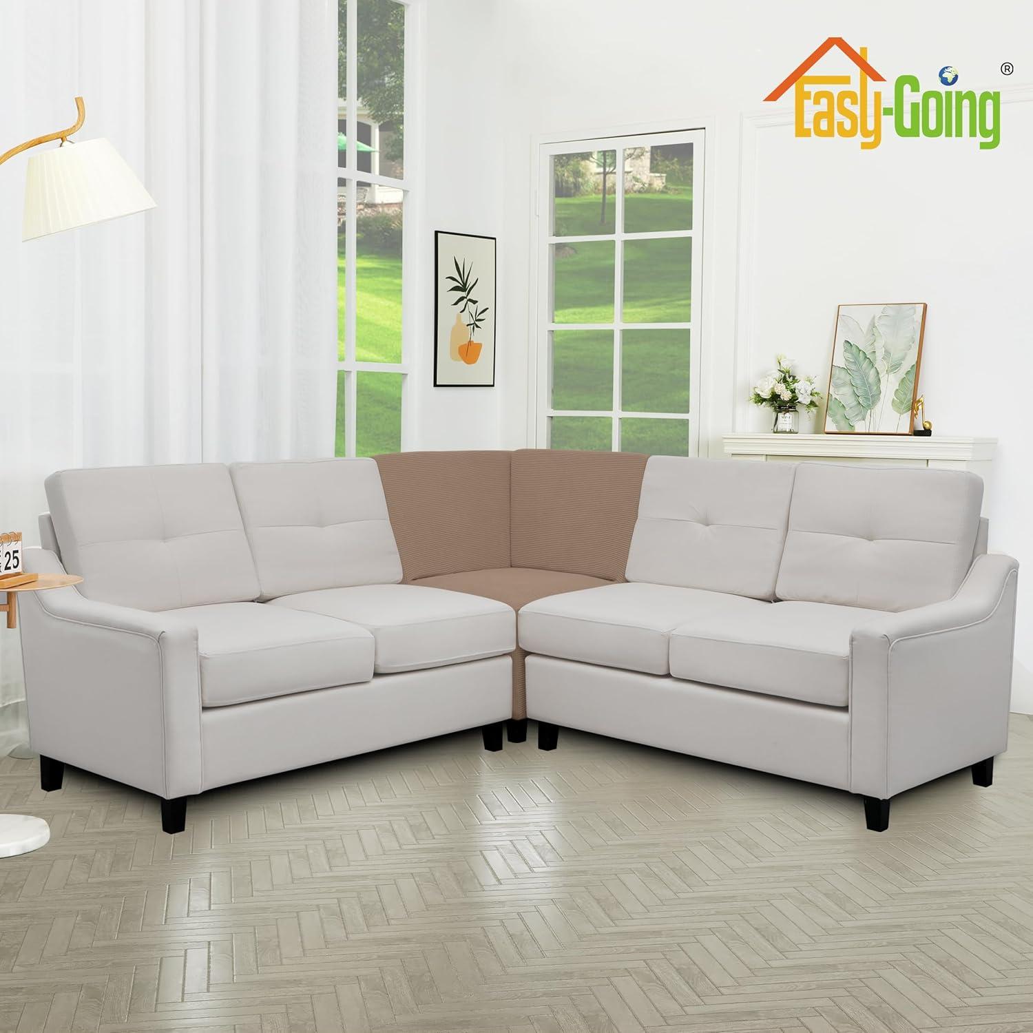 image:imageEasyGoing Stretch Sofa Slipcover 1Piece Sofa Cover Furniture Protector Couch Soft with Elastic Bottom for Kids Polyester Spandex Jacquard Fabric Small Checks Sofa Dark GrayCamel