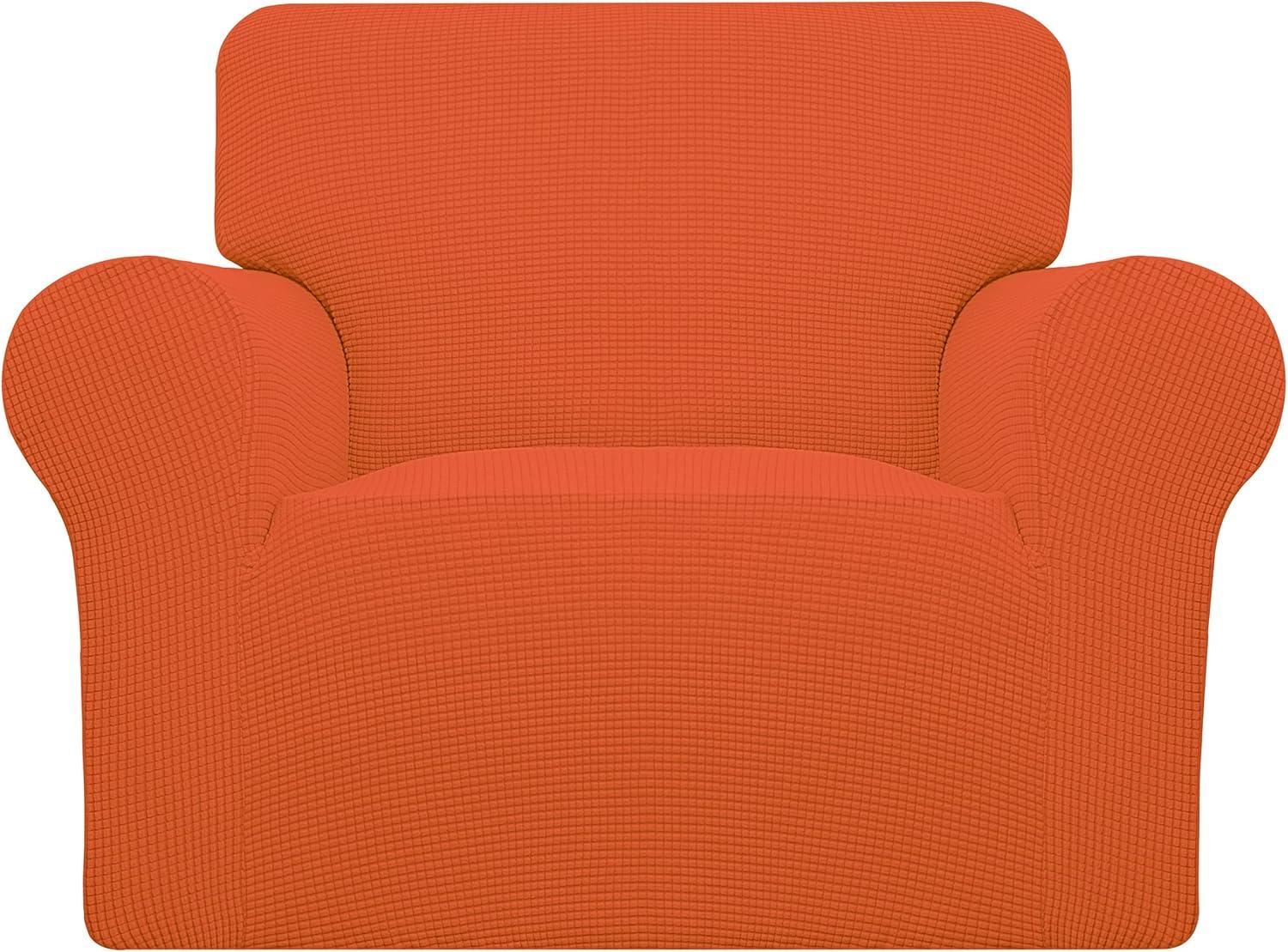 image:imageEasyGoing Stretch Sofa Slipcover 1Piece Sofa Cover Furniture Protector Couch Soft with Elastic Bottom for Kids Polyester Spandex Jacquard Fabric Small Checks Sofa Dark GrayOrange
