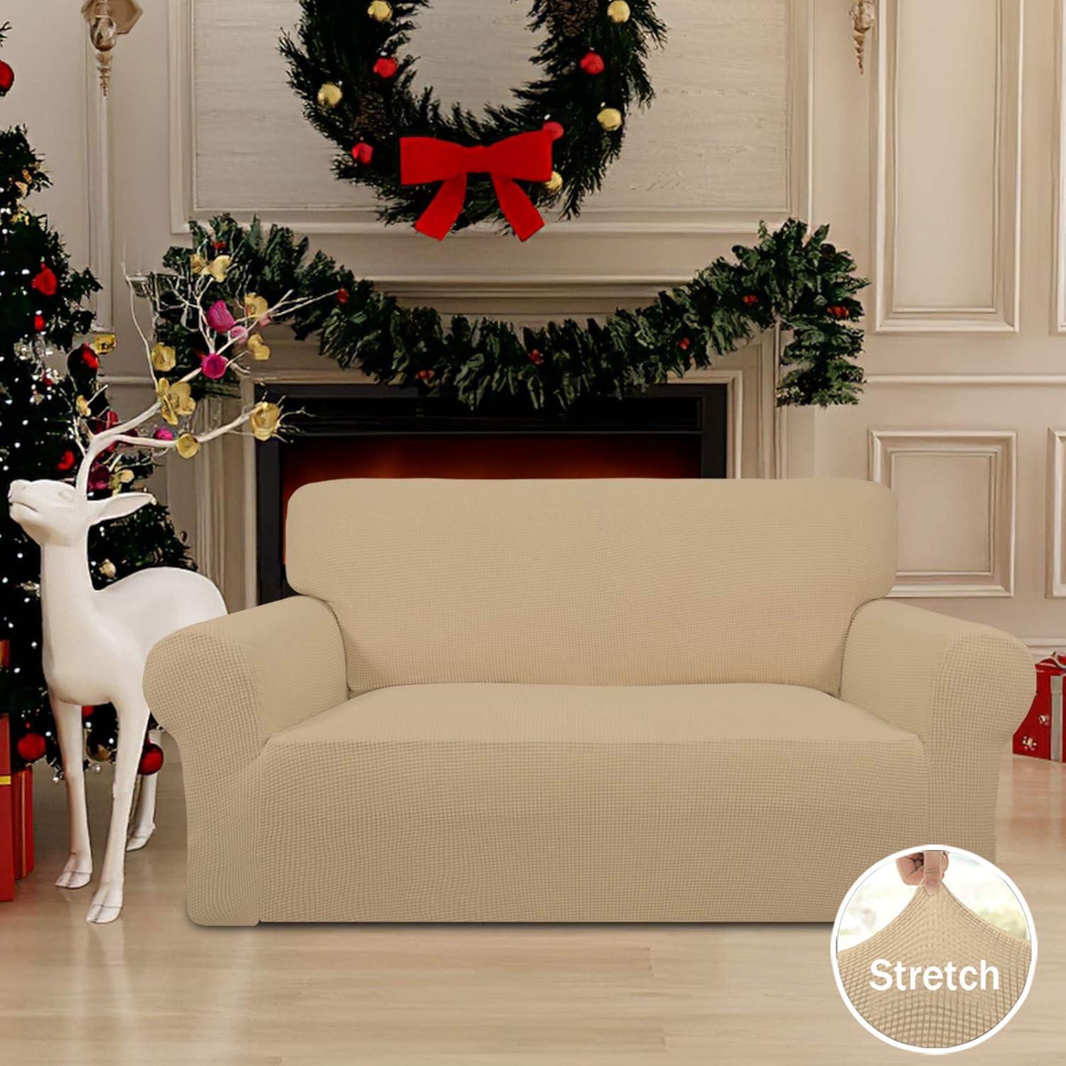 image:imageEasyGoing Stretch Sofa Slipcover 1Piece Sofa Cover Furniture Protector Couch Soft with Elastic Bottom for Kids Polyester Spandex Jacquard Fabric Small Checks Sofa Dark GraySand