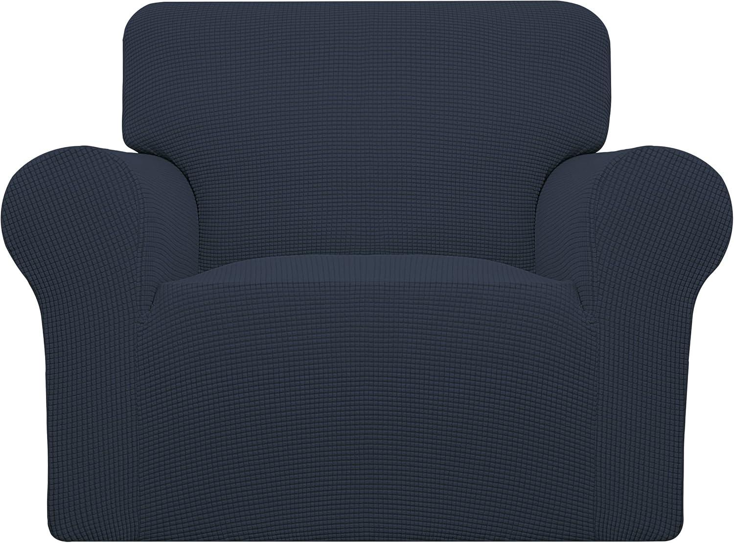 image:imageEasyGoing Stretch Sofa Slipcover 1Piece Sofa Cover Furniture Protector Couch Soft with Elastic Bottom for Kids Polyester Spandex Jacquard Fabric Small Checks Sofa Dark GrayDark Blue